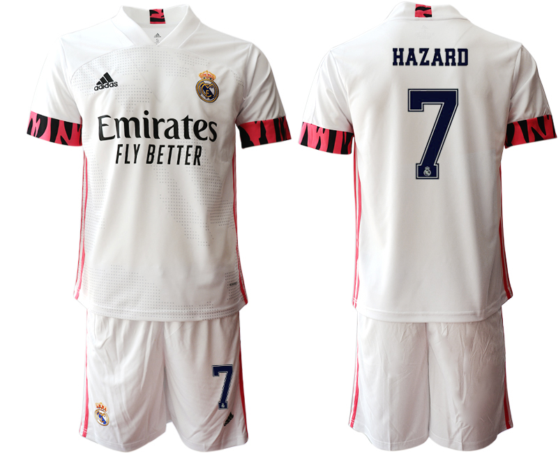 Men 2020-2021 club Real Madrid home #7 white Soccer Jerseys2